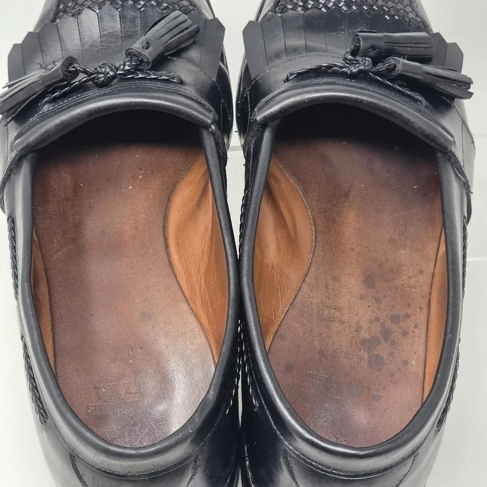 Allen Edmonds CODY Black Leather Woven Kiltie Tassel Loafer Dress Shoes Sz 10.5